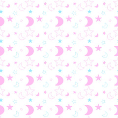 Colorful star and moon night sky pattern abstract background. Vector