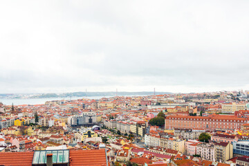 Fototapeta na wymiar Lisbon, Portugal. - February 11, 2018: Street view of downtown in Lisbon, Portugal, Europe