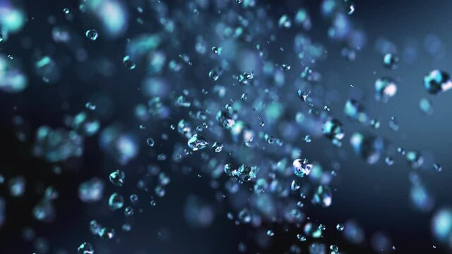 Water bubbles flying in super slow motion 4K