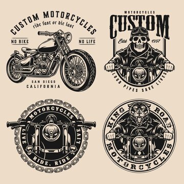 Monochrome custom motorcycle prints