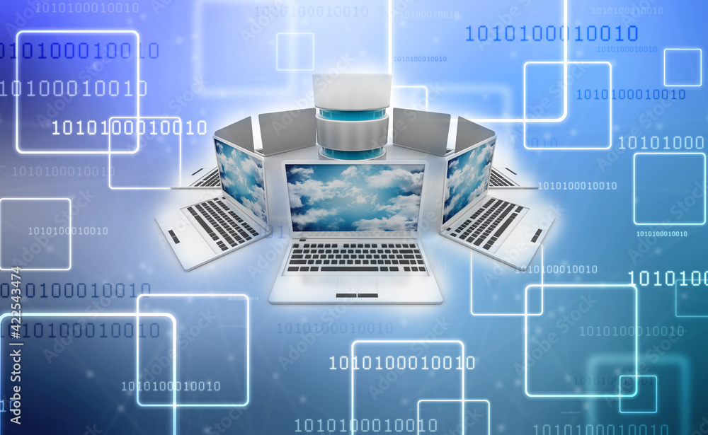 Poster 3d rendering technology computer network