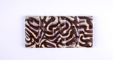 dark and white chocolate bar on white background