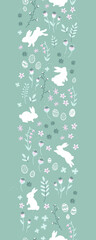 Lovely hand drawn easter bunnies seamless pattern, cute rabbits, springs flowers and easter eggs - great for textiles, banners, wallpapers, wrapping, cards - vector design