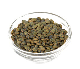 french lentils isolated on white background