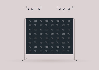 A template of a marketing event press wall covered with sponsor logos, no people