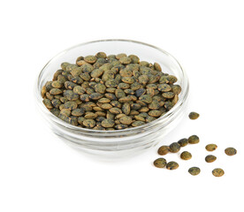 french lentils isolated on white background