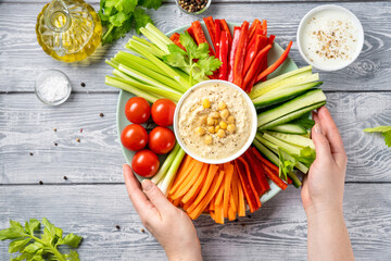 A plate with healthy vegetable sticks