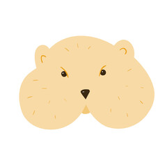 The muzzle of the hamster is yellow full face, only the head. Doodle colored isolated objects on a white.