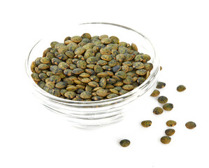 french lentils isolated on white background