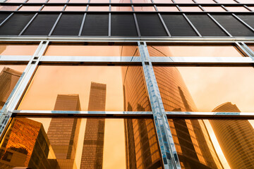Obraz premium Modern business buildings. The exterior of the building is made of metal and glass. Moscow.