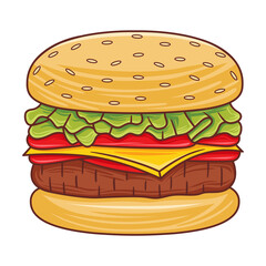 Burger Vector in Flat Design Style