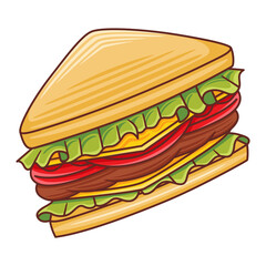 Sandwich Vector in Flat Design Style