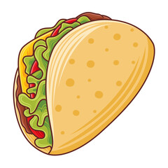 Taco Vector in Flat Design Style