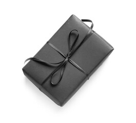 Black gift box on white background