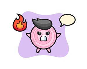 onion rings character cartoon with angry gesture