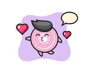 onion rings character cartoon with kissing gesture