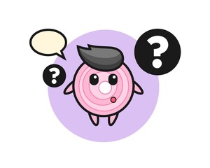 Cartoon Illustration of onion rings with the question mark