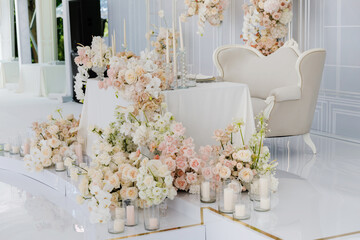 Beautifully decorated table for brides. A place to celebrate