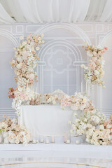 Beautifully decorated table for brides. A place to celebrate