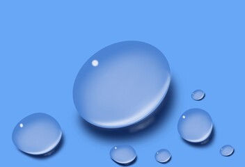 Painted water droplets on a blue background