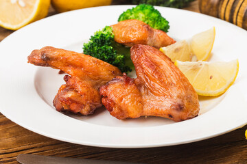 A plate of freshly baked chicken wings