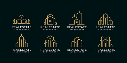 Set of real estate building logo design vector template