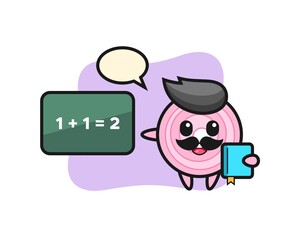 Illustration of onion rings character as a teacher