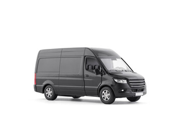 Transport black van car on white background with clipping path