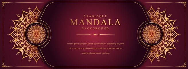 Luxury mandala background with golden arabesque pattern Arabic Islamic east style. Decorative mandala for print, poster, cover, brochure, flyer, banner.