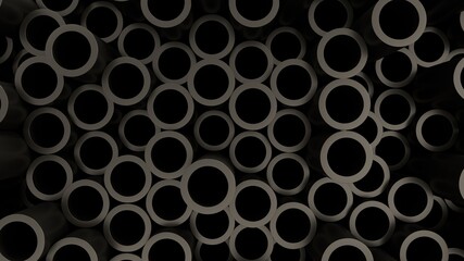 3d render background wallpaper dark pipe pattern black metal light