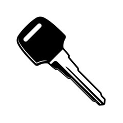 Car or automobile key ignition vector object in black and white style isolated illustration
