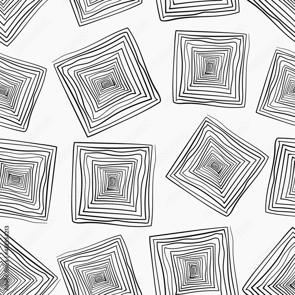 Poster hand drawn square spiral pattern. vector.