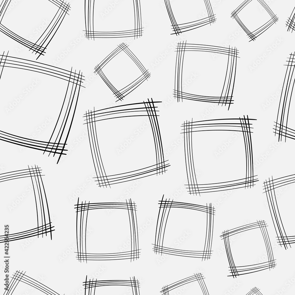 Poster Squares Hand Drawn Pattern. Vector Hand Drawn Pattern.