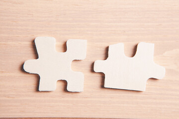 White puzzle pieces on the table