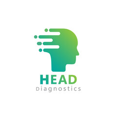 Logo head digital medical clinic man health vector