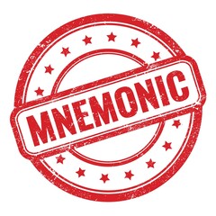 MNEMONIC text on red grungy vintage round stamp.