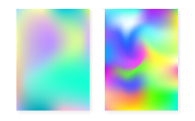 Holographic cover set with hologram gradient background.