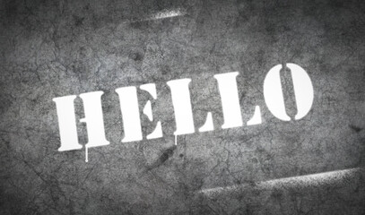 Fototapeta premium Hello sign spray painted on the concrete wall