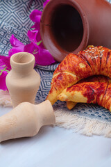 Сroissant on a wooden table