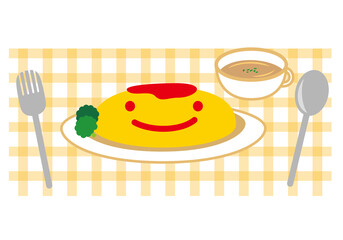 かわいいオムライス　イラスト