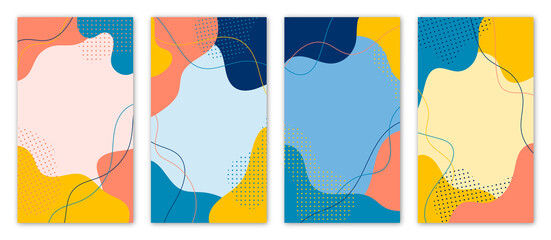 A set of abstract editable feed templates for Instagram Stories, a Scandinavian-style social media background.Instagram vector frame for stories, web posts, banners, newsletters