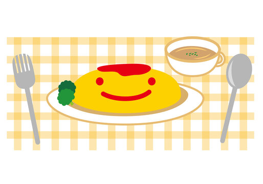 かわいいオムライス　イラスト