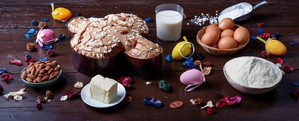 typical Italian dessert for the Paqua festivities called easter dove (colomba pasquale)