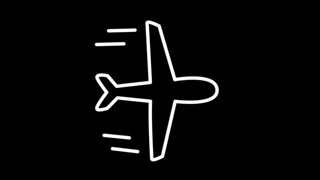 Hand drawn animated airplane graphic with a transparent background. Summer holiday symbol concept