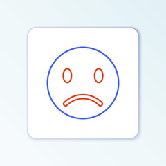 Line Sad smile icon isolated on white background. Emoticon face. Colorful outline concept. Vector