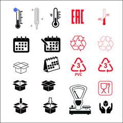 set of icons with technical specifications