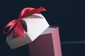 Gift box wrapped in kraft paper and bow