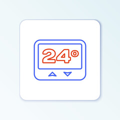 Line Thermostat icon isolated on white background. Temperature control. Colorful outline concept. Vector