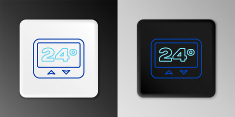 Line Thermostat icon isolated on grey background. Temperature control. Colorful outline concept. Vector