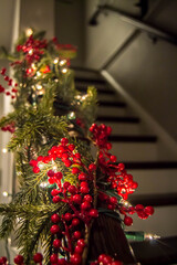 Christmas berry stair rail decoration
